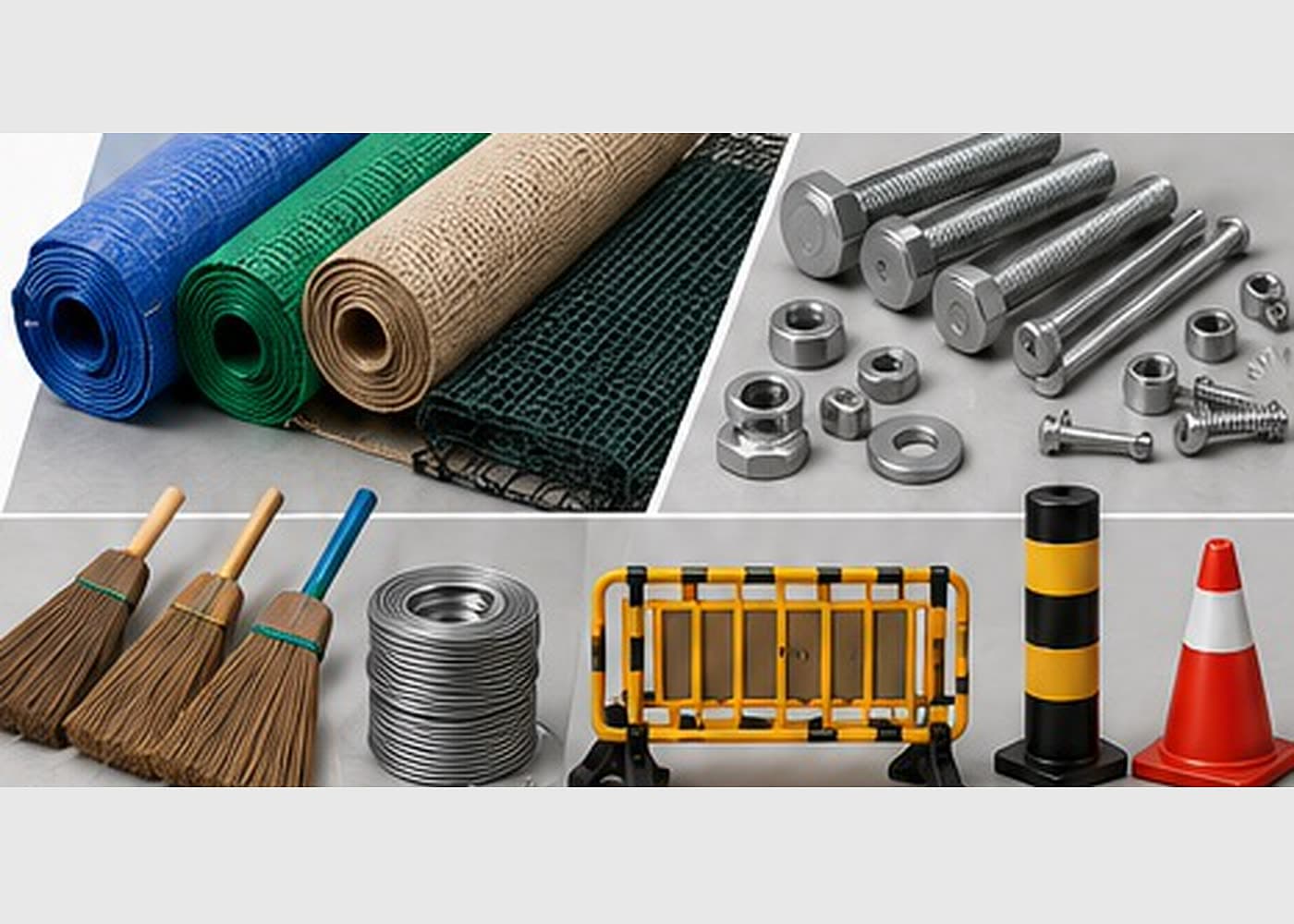 Tarpaulin, binding wire, fasteners and safety cones supplied in Dubai